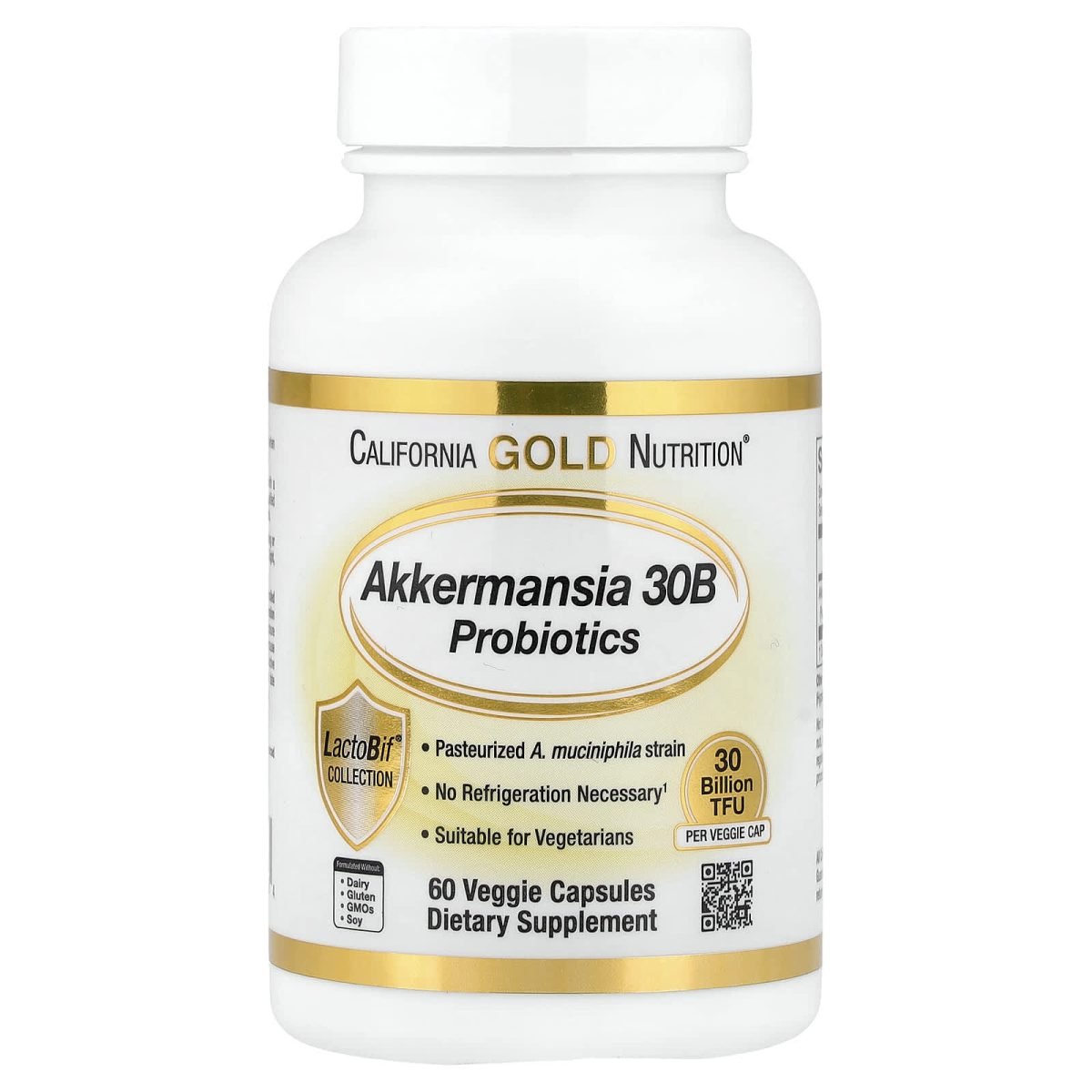 California Gold Nutrition, Akkermansia 30B, 60 Cápsulas Vegetais