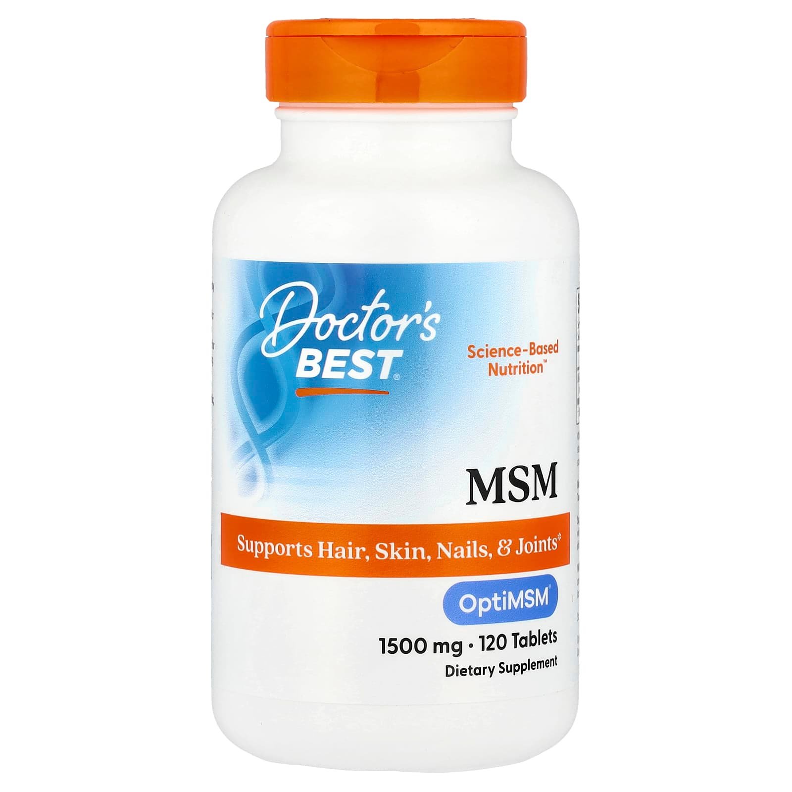 Doctor's Best, MSM com OptiMSM, 1.500 mg, 120 Comprimidos