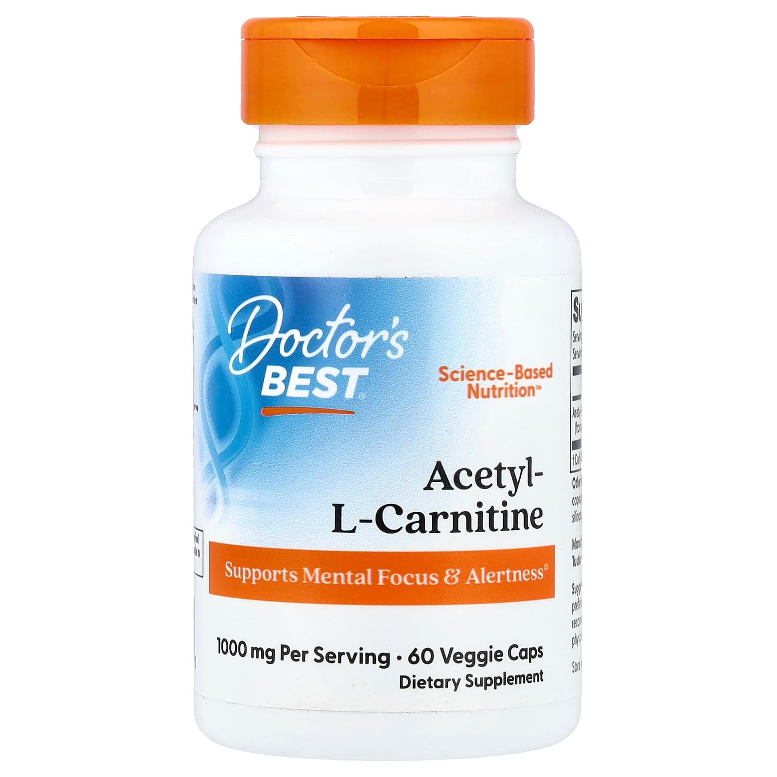Doctor's Best, Acetilcarnitina, 60 Cápsulas Vegetais (500 mg por cápsula)