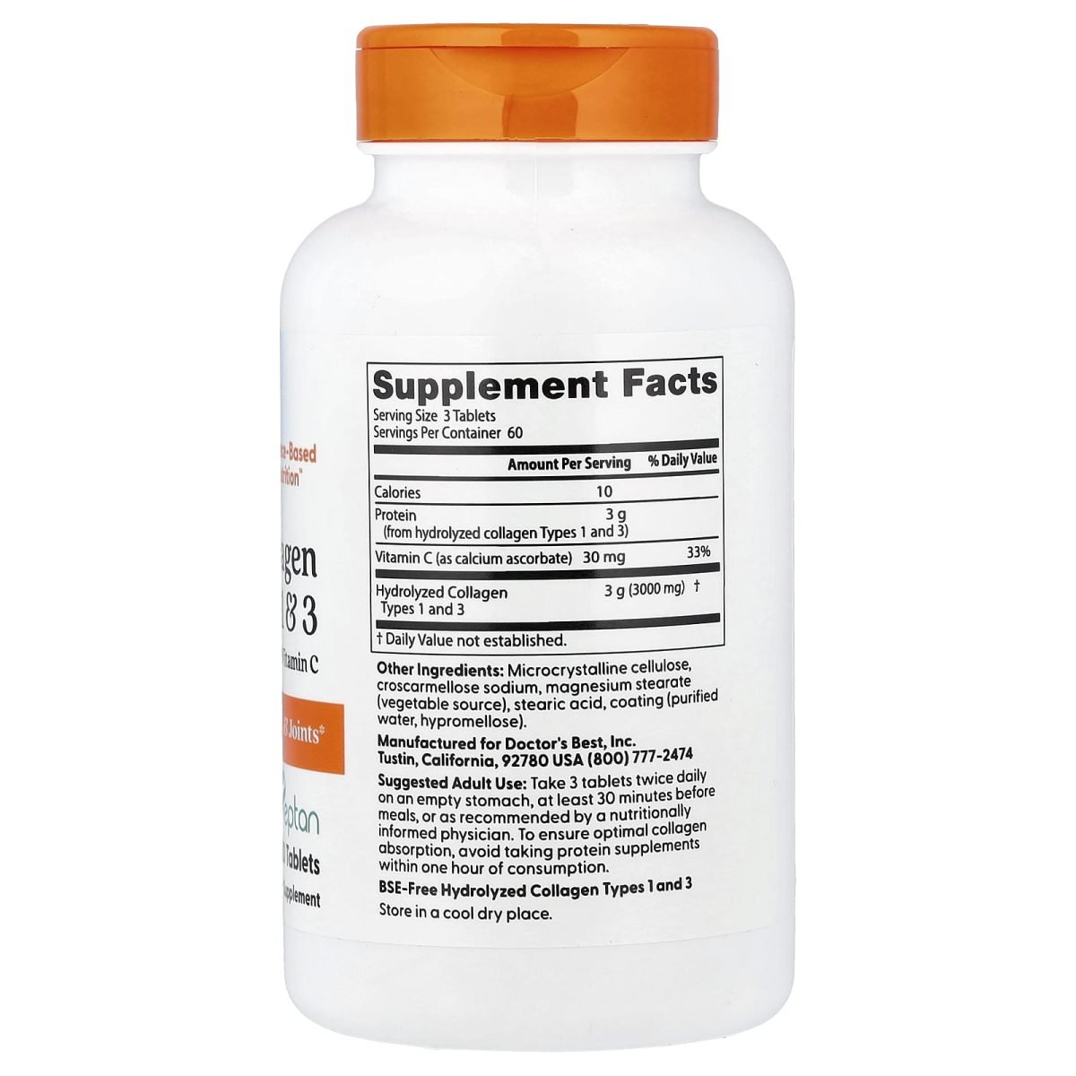 Doctor's Best, Colágenos Tipos 1 e 3 e Vitamina C, 180 Comprimidos, foto 2