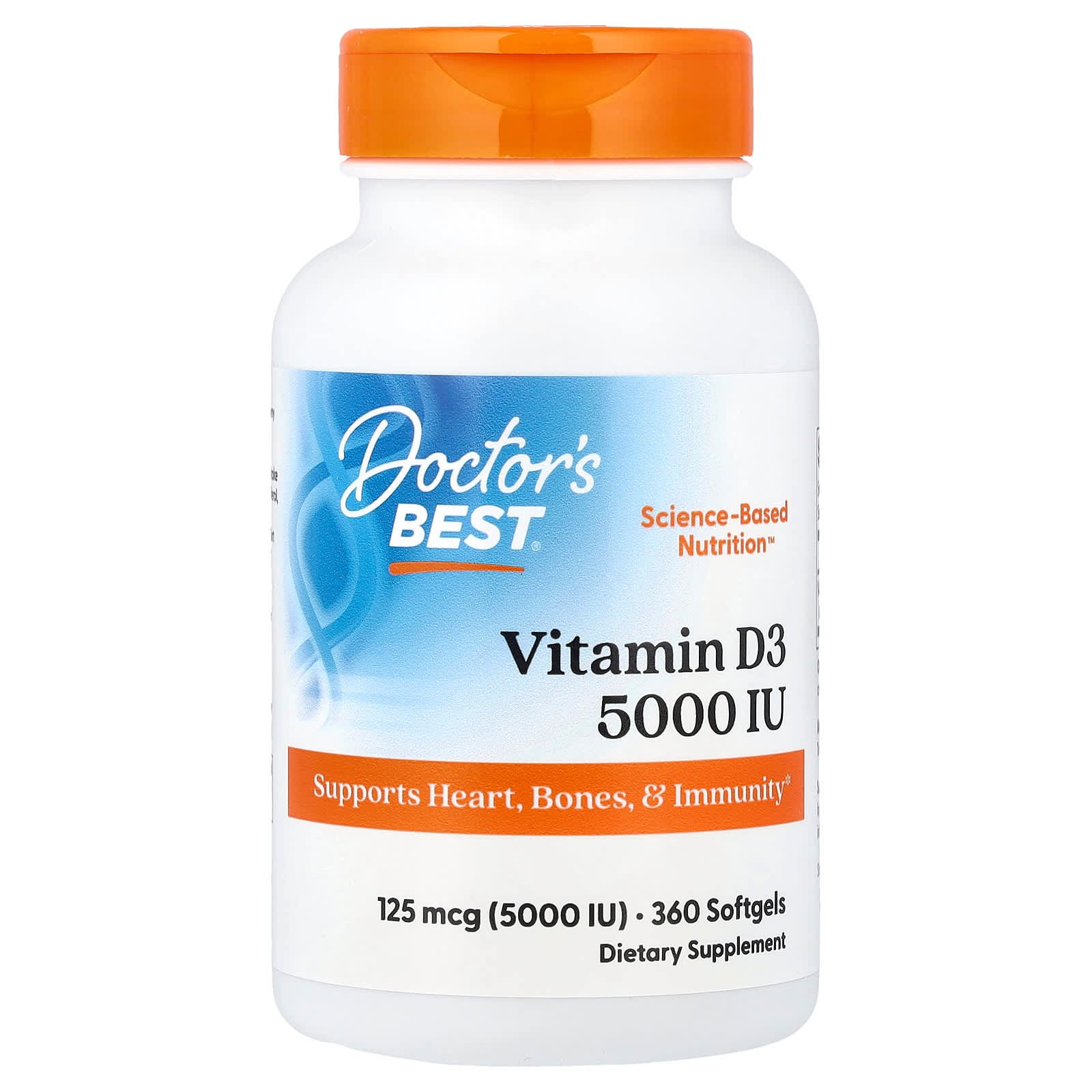 Doctor's Best, Vitamin D3, 125 mcg (5,000 IU), 360 Softgels
