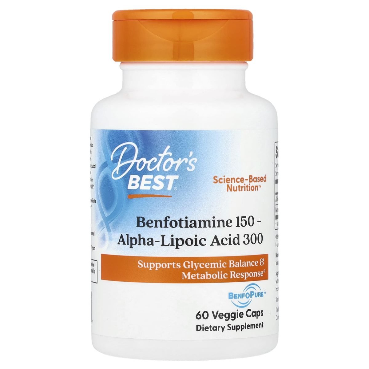 Doctor's Best, Benfotiamina 150 + Ácido Tióctico 300, 60 Cápsulas Vegetais