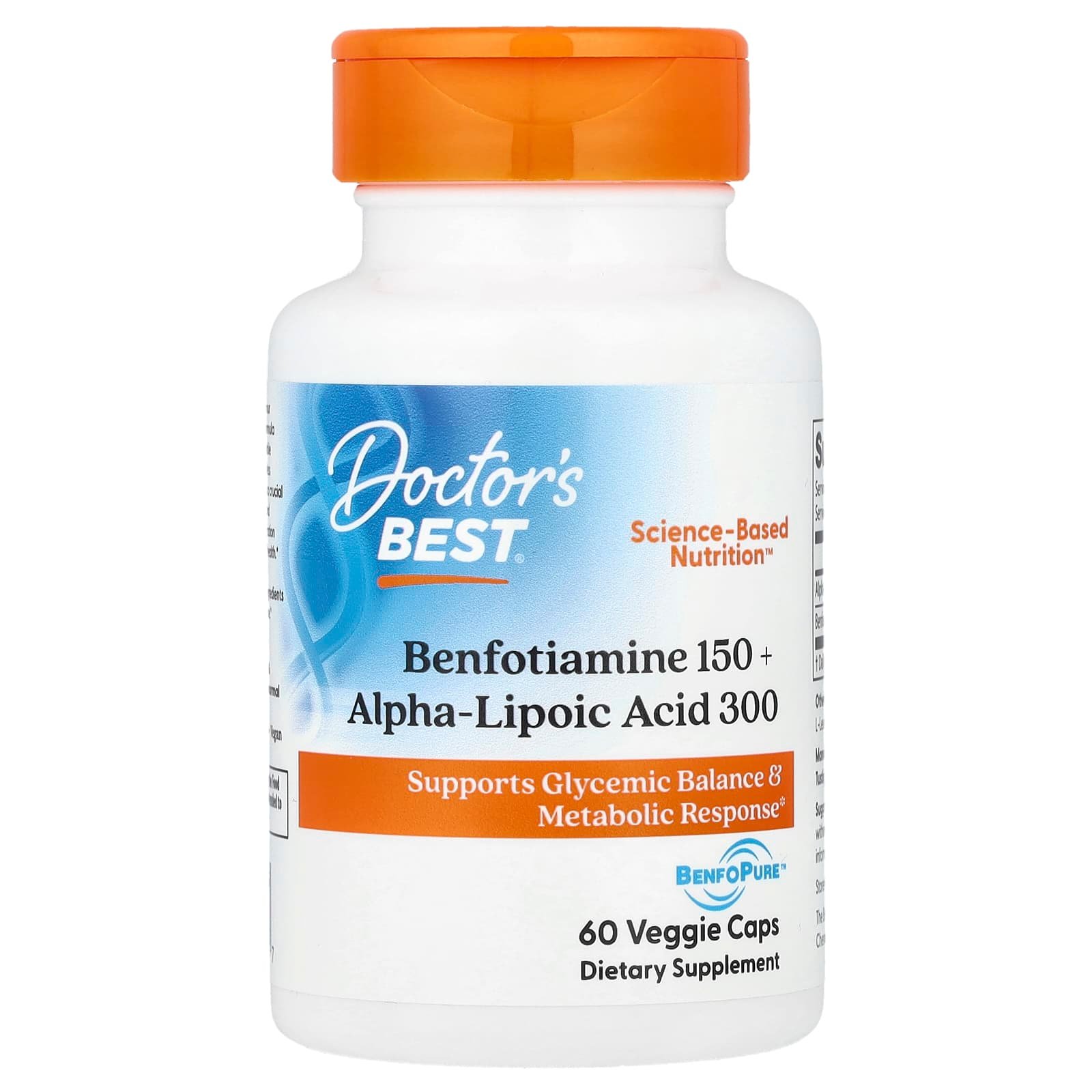 Doctor's Best, Benfotiamina 150 + Ácido Tióctico 300, 60 Cápsulas Vegetais