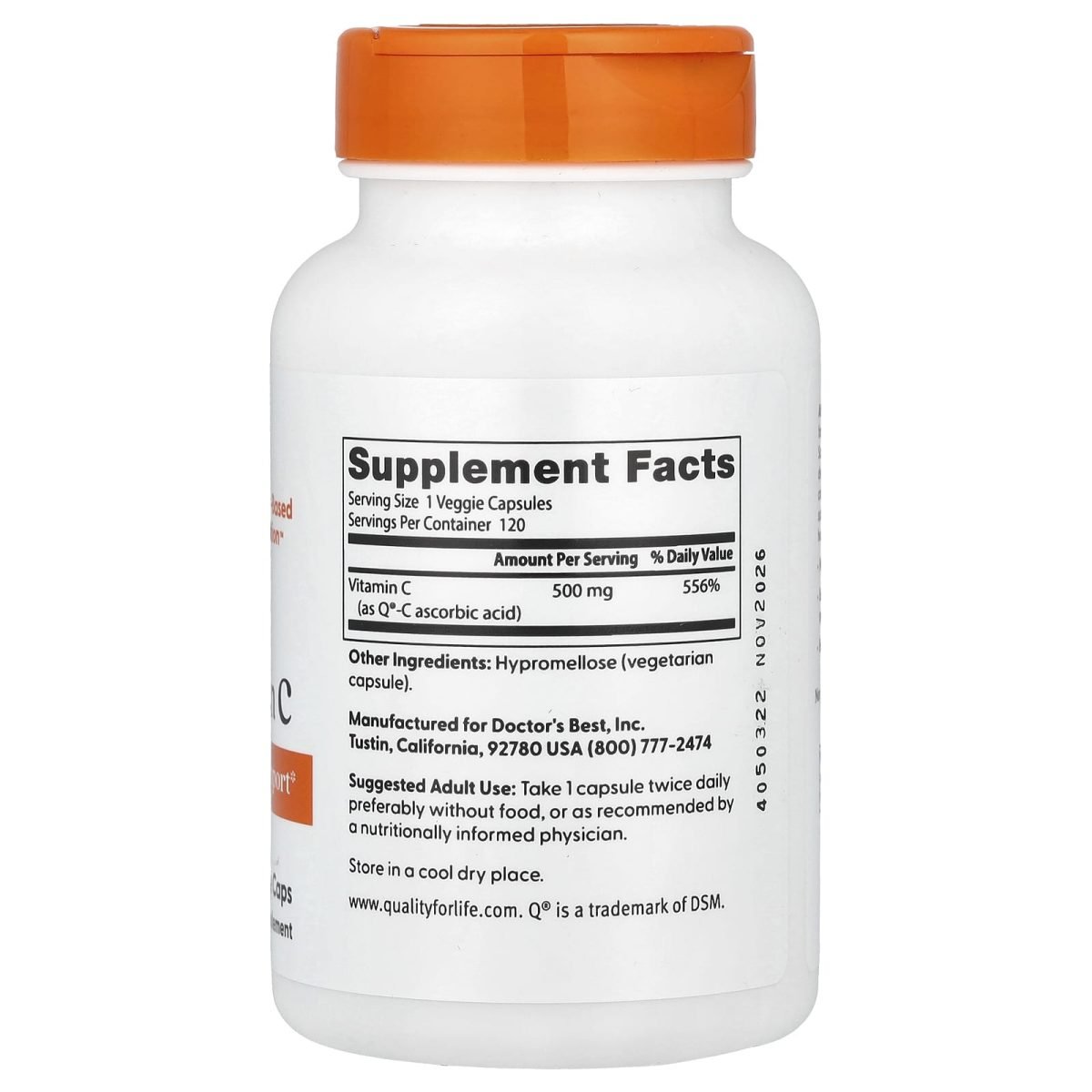 Doctor's Best, Vitamina C, 500 mg, 120 Cápsulas Vegetais, foto 2