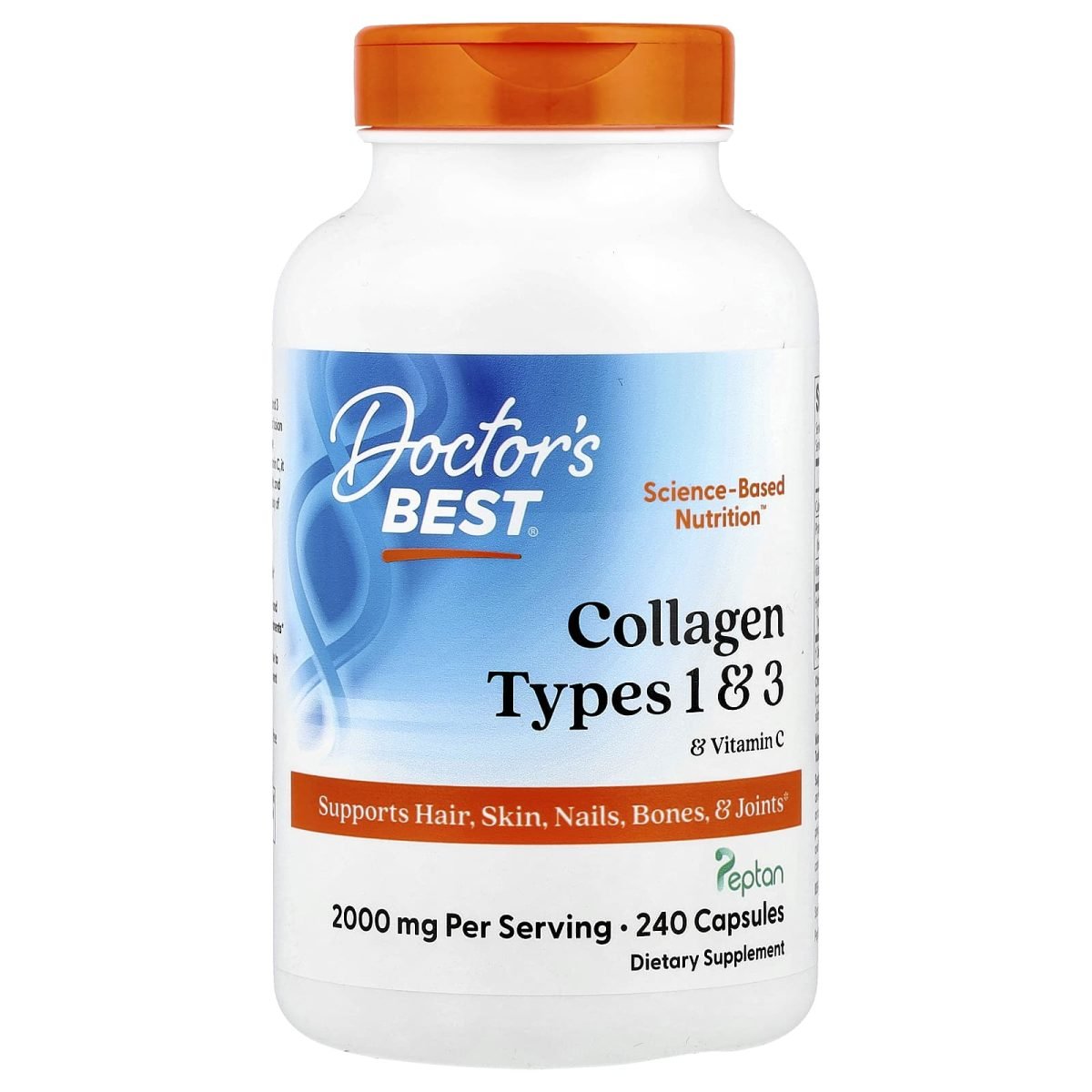 Doctor's Best, Colágeno Tipos 1 e 3 com Vitamina C, 240 Cápsulas