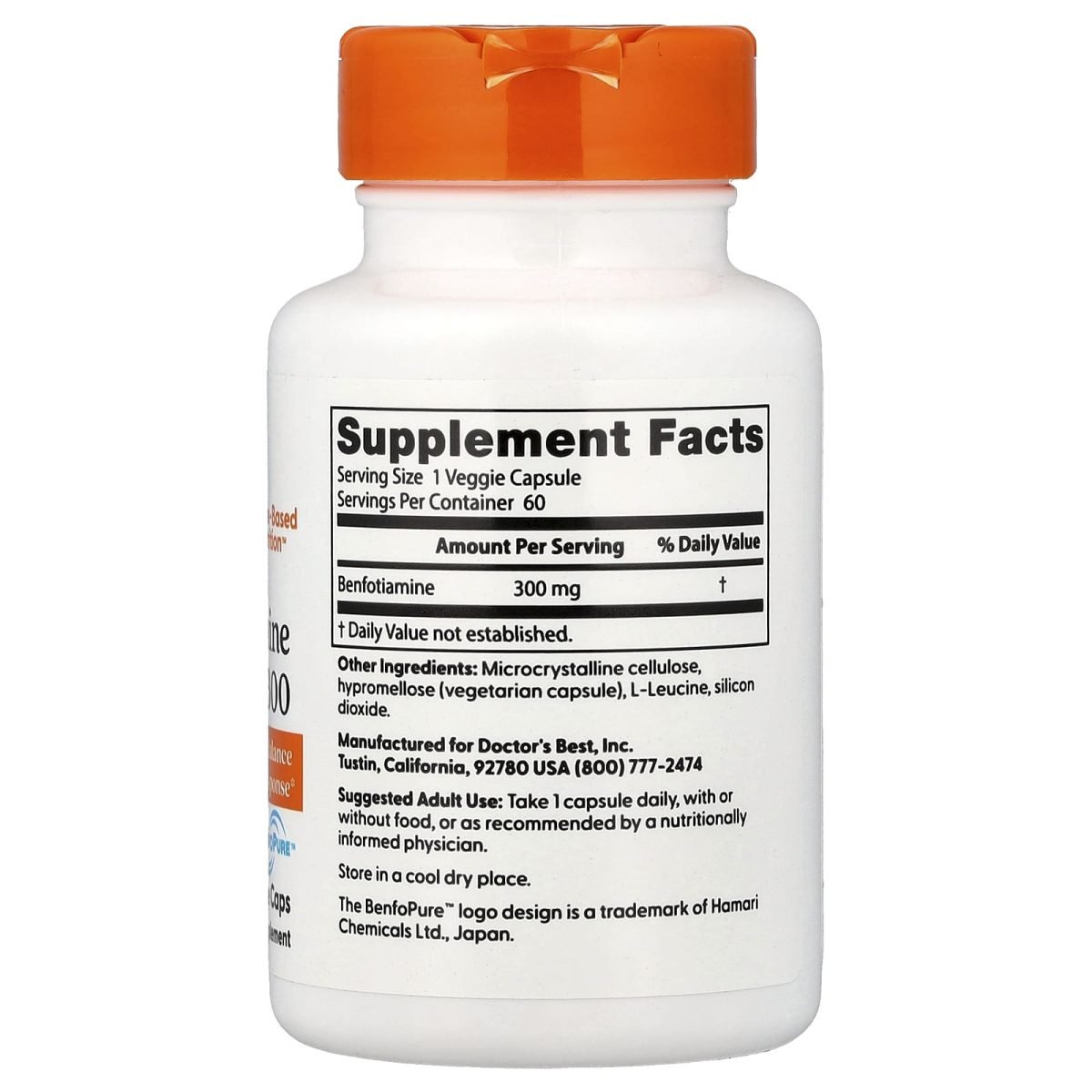 Doctor's Best, Benfotiamina 300, 300 mg, 60 Cápsulas Vegetais, foto 2