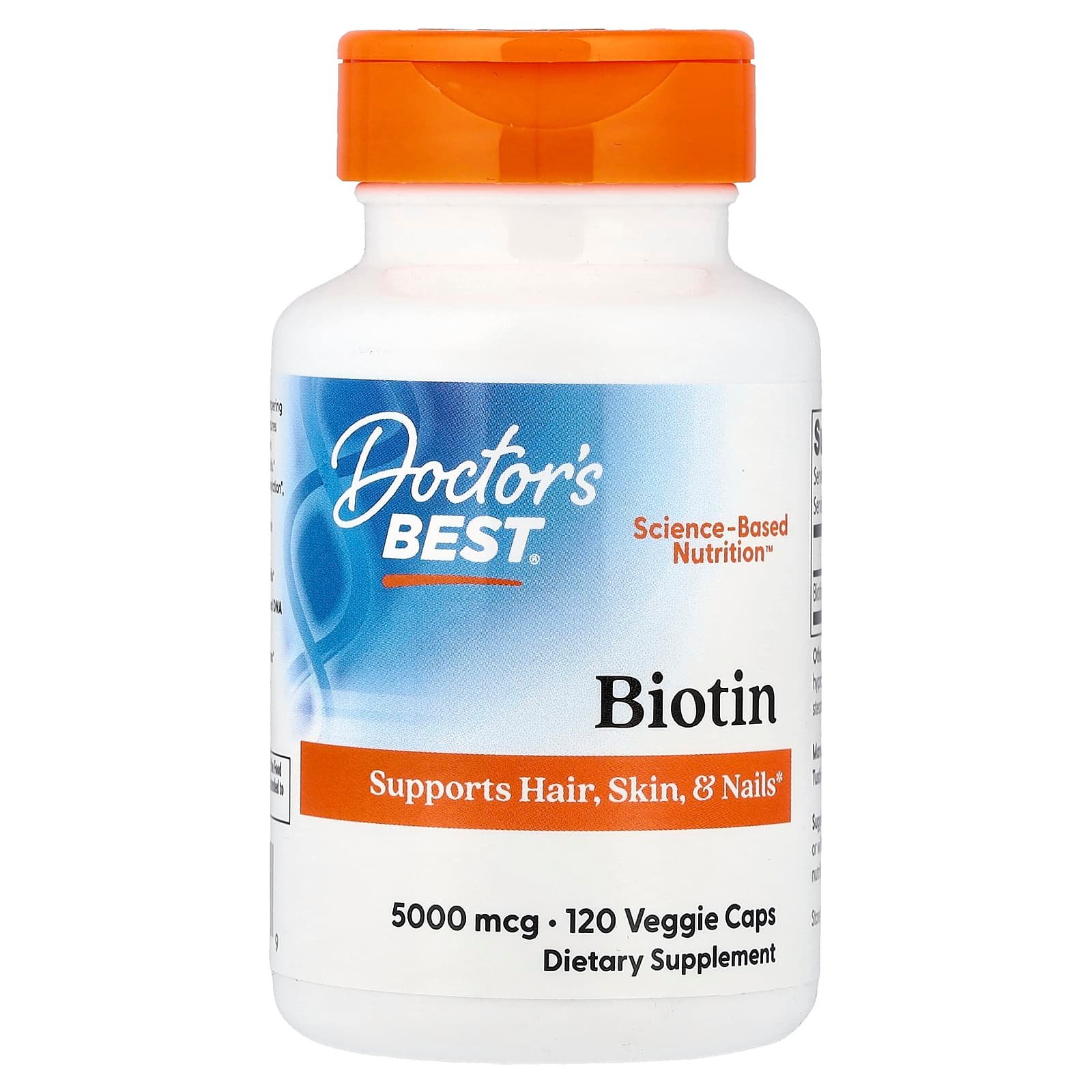 Doctor's Best, Biotina, 5.000 mcg, 120 Cápsulas Vegetais