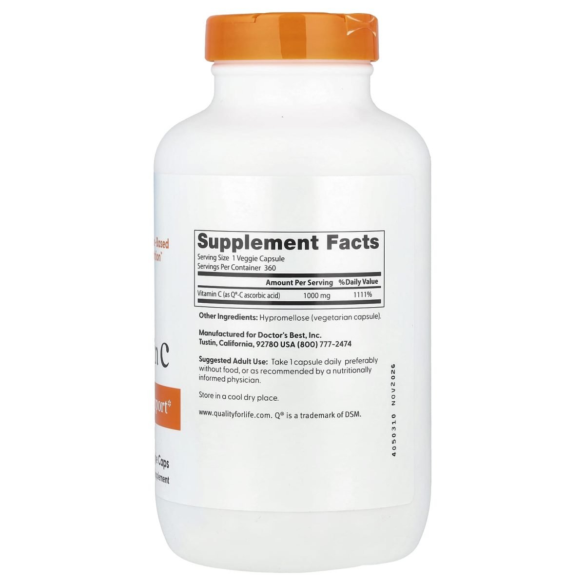 Doctor's Best, Vitamina C com QC, 1.000 mg, 360 Cápsulas Vegetais, foto 2