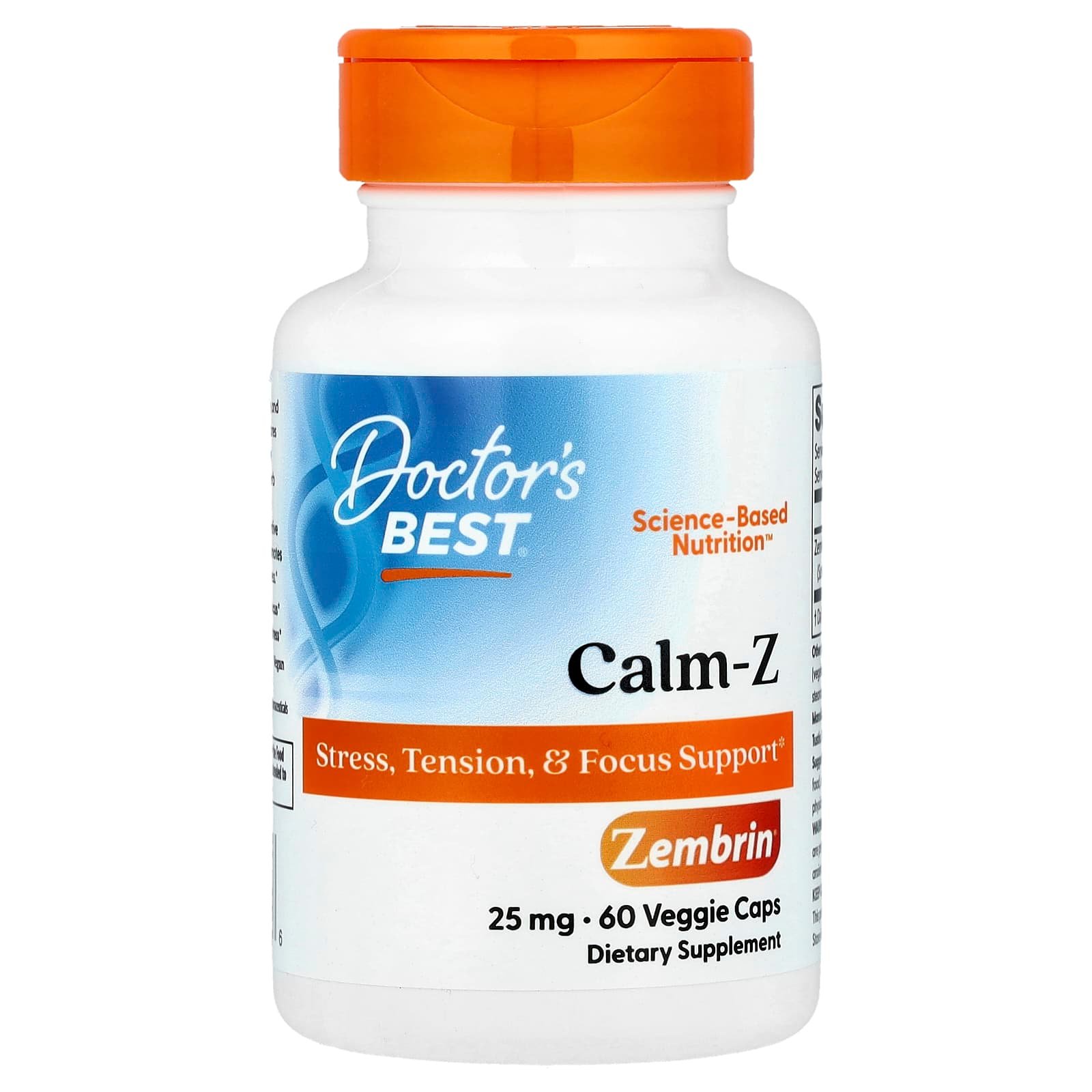 Doctor's Best, Calm-Z com Zembrin, 25 mg, 60 Cápsulas Vegetais