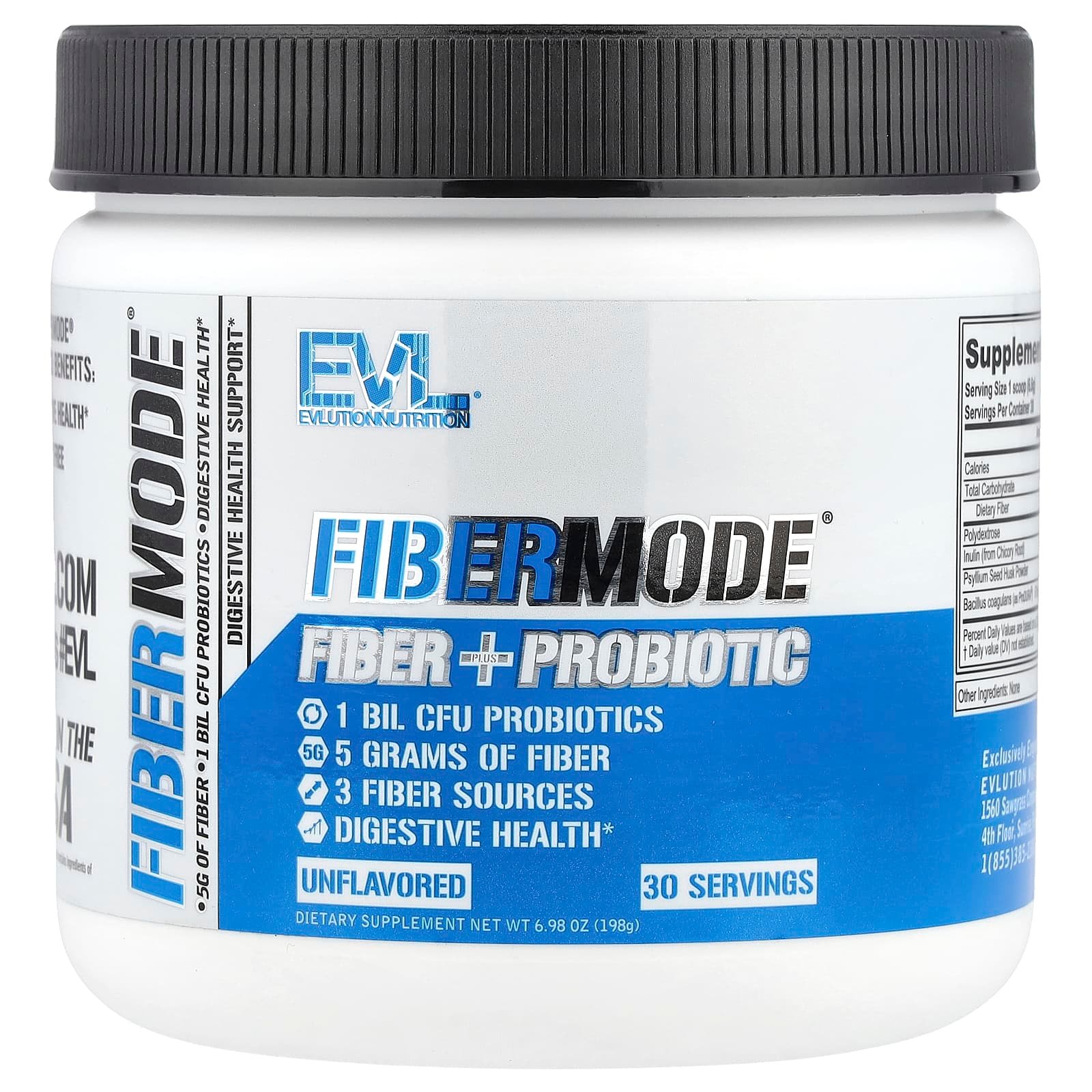 EVLution Nutrition, FiberMode, Fibra + Probiótico, Unflavored, 198 g (6,98 oz)
