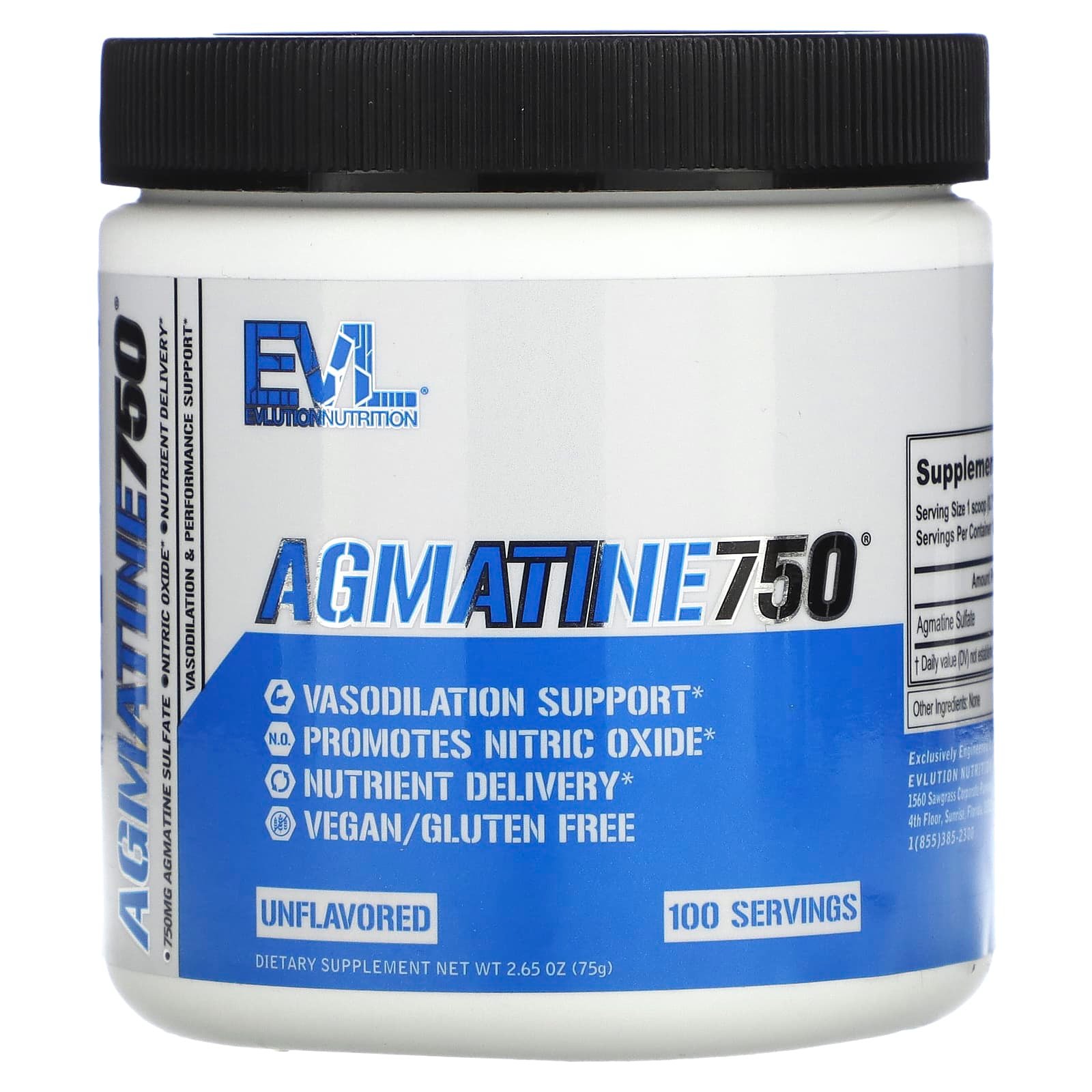 EVLution Nutrition, Agmatine750, Unflavored, 75 g (2,65 oz)