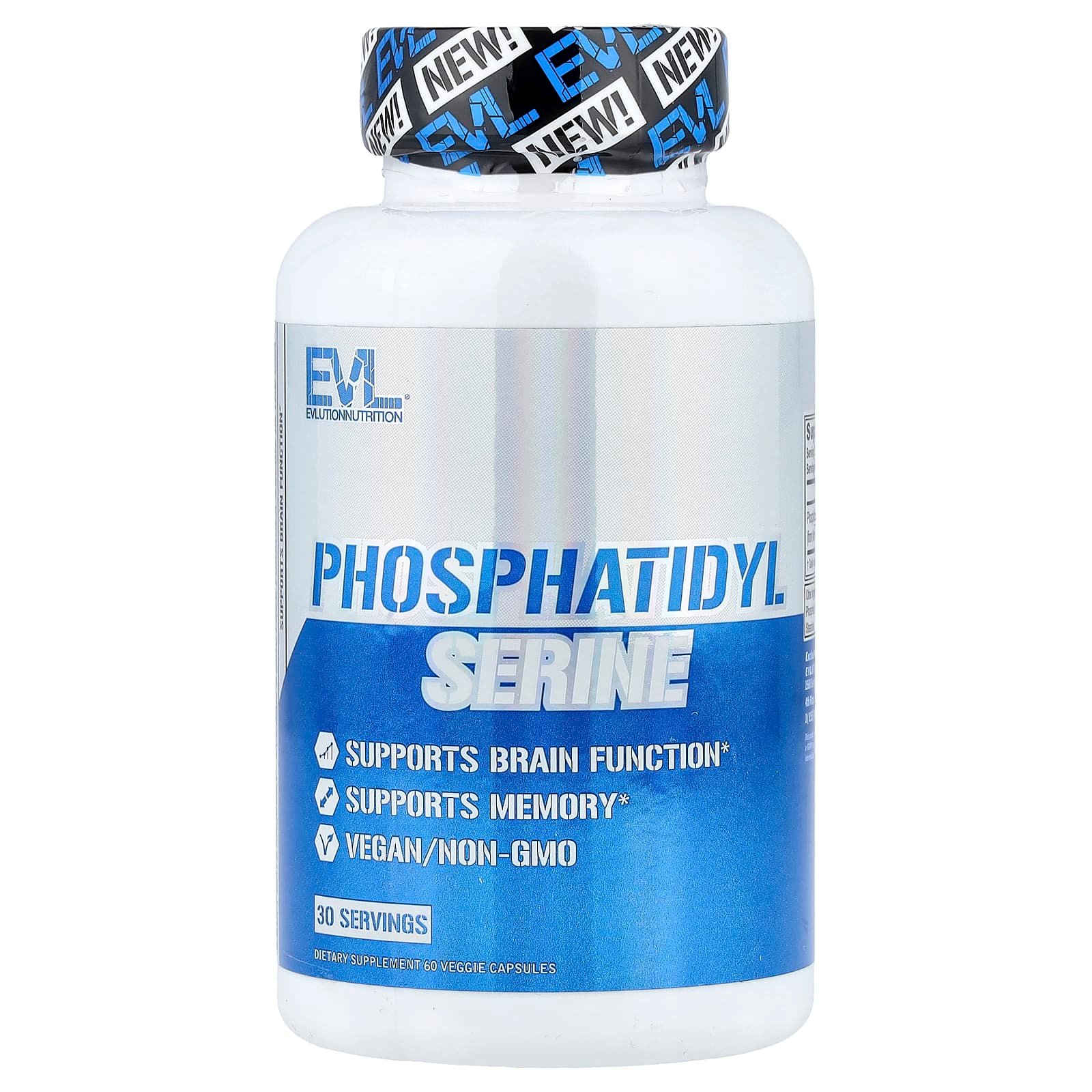 EVLution Nutrition, Fosfatidilserina, 60 Cápsulas Vegetais (150 mg por Cápsula)