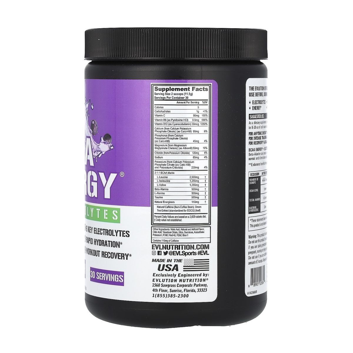 EVLution Nutrition, BCAA Energy® + Eletrólitos, Grape Splash, 345 g (12,2 oz), foto 2