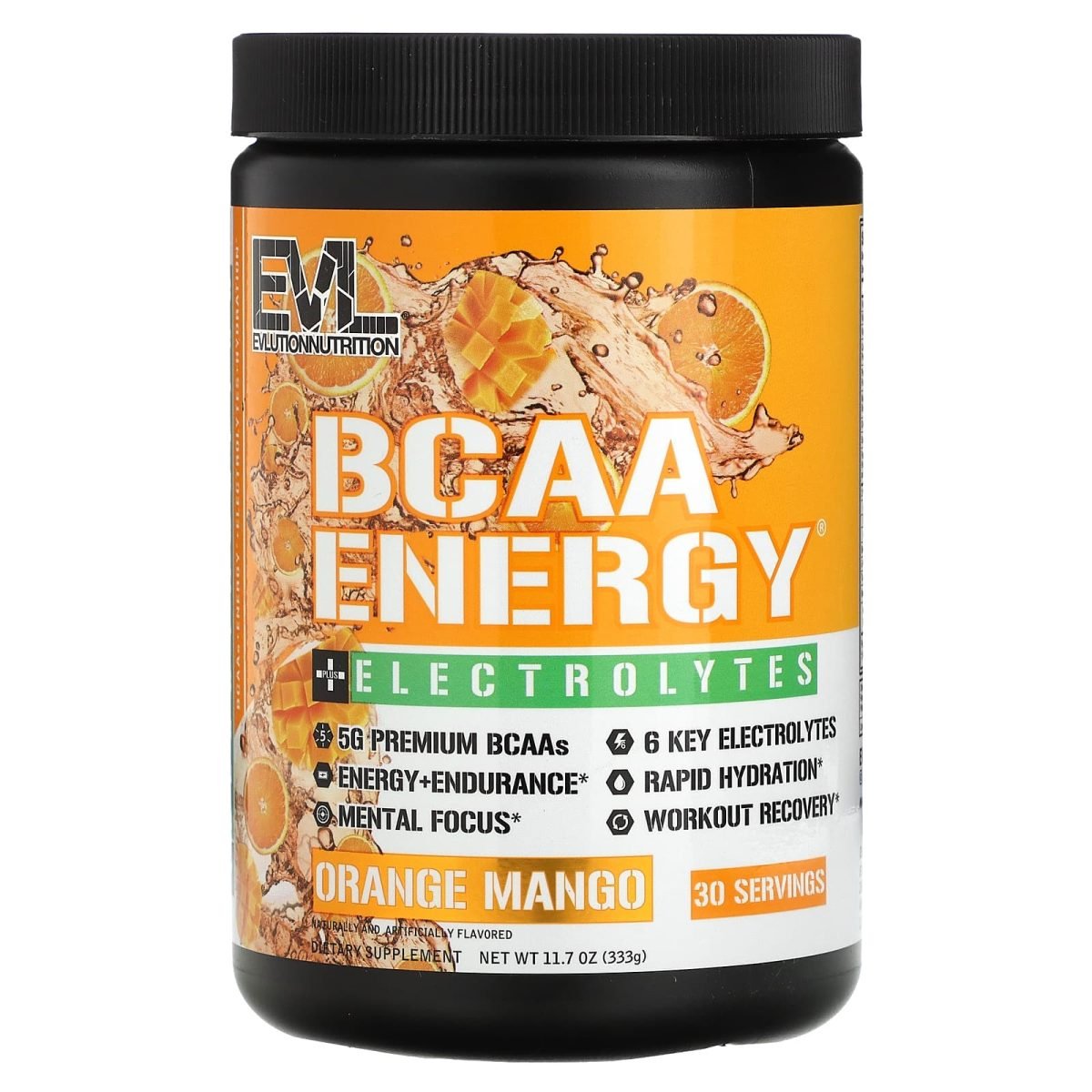 EVLution Nutrition, BCAA Energy® + Eletrólitos, Orange Mango, 333 g (11,7 oz)
