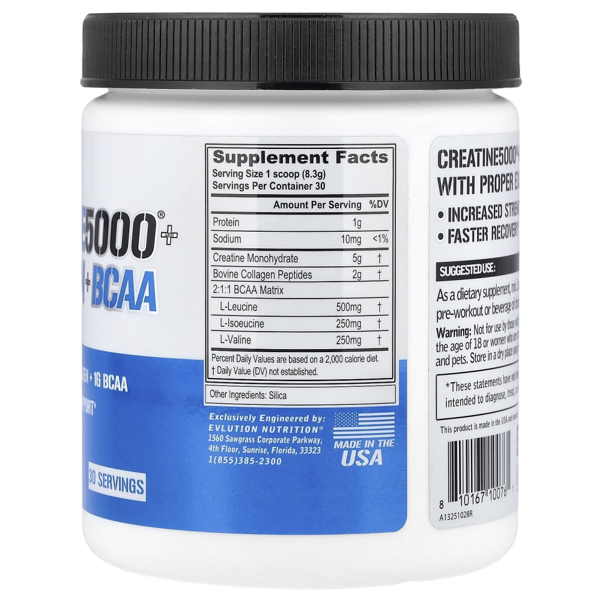 EVLution Nutrition, Creatine5000® com Colágeno + BCAA, Para Mulheres, Unflavored, 249 g (8,8 oz), foto 2