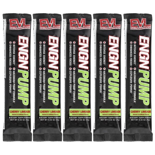 EVLution Nutrition, ENGN® Pump, Cherry Limeade, 5 Embalagens, 9 g (0,32 oz) Cada