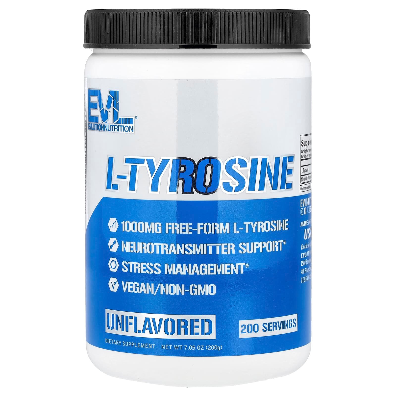 EVLution Nutrition, L-Tirosina, Unflavored, 200 g (7,05 oz)