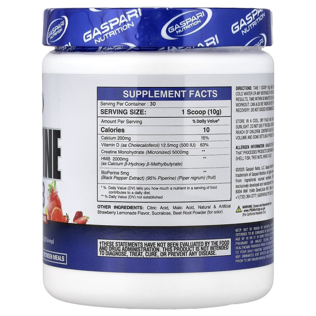 Gaspari Nutrition, Creatine HMB, Strawberry Lemonade, 300 g, foto 2
