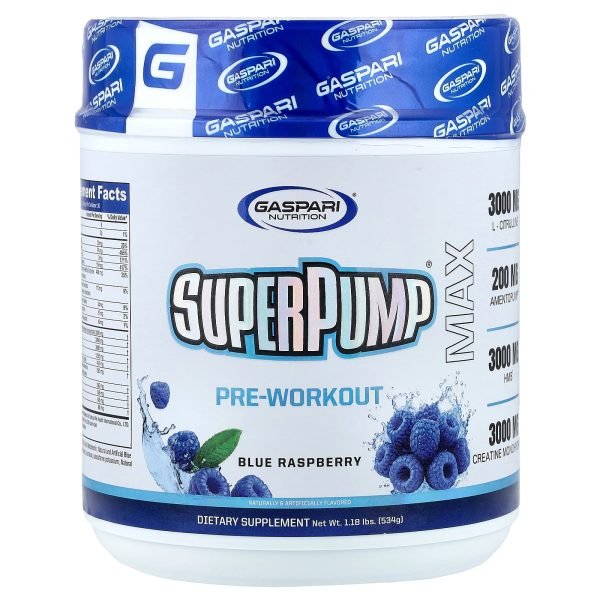 Gaspari Nutrition, SuperPump® Max, Pré-Treino, Blue Raspberry, 534 g (1,18 lb)