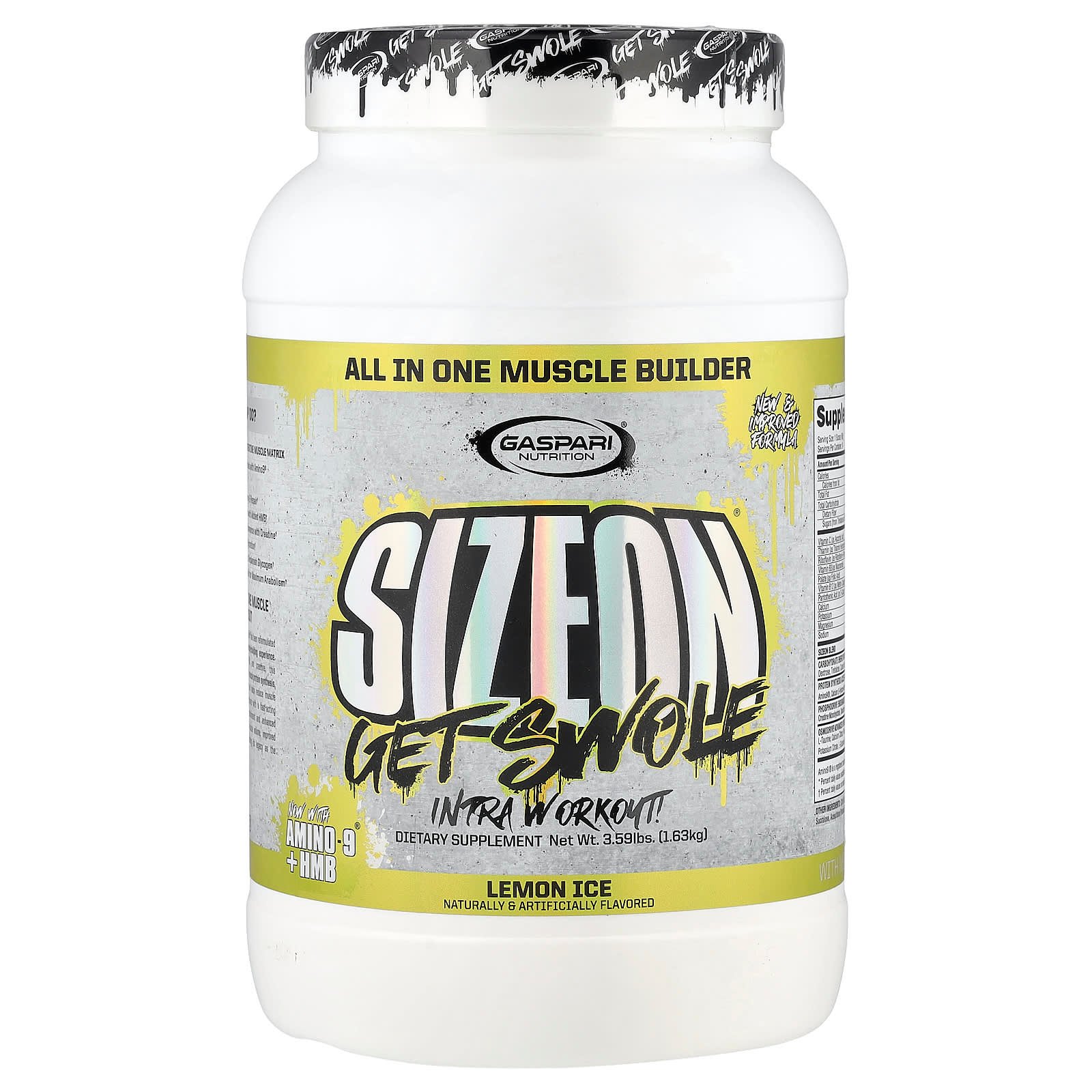 Gaspari Nutrition, SizeOn®, Get Swole, Intra-Treino, Lemon Ice, 1,63 kg (3,59 lb)