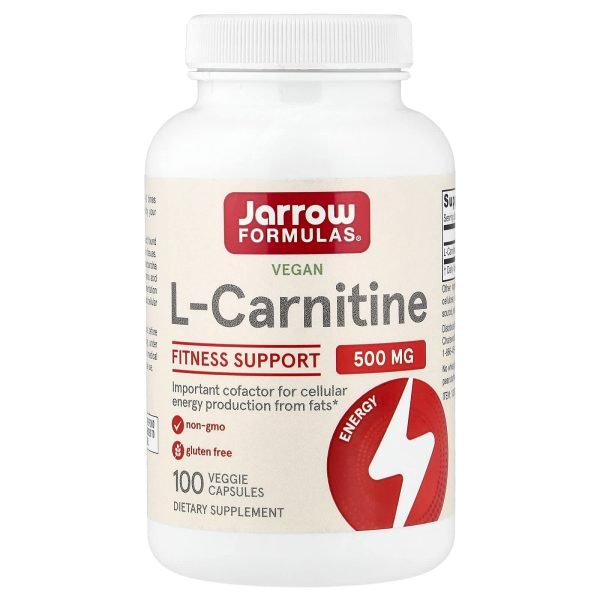 Jarrow Formulas, L-Carnitina Vegana, 500 mg, 100 Cápsulas Vegetais