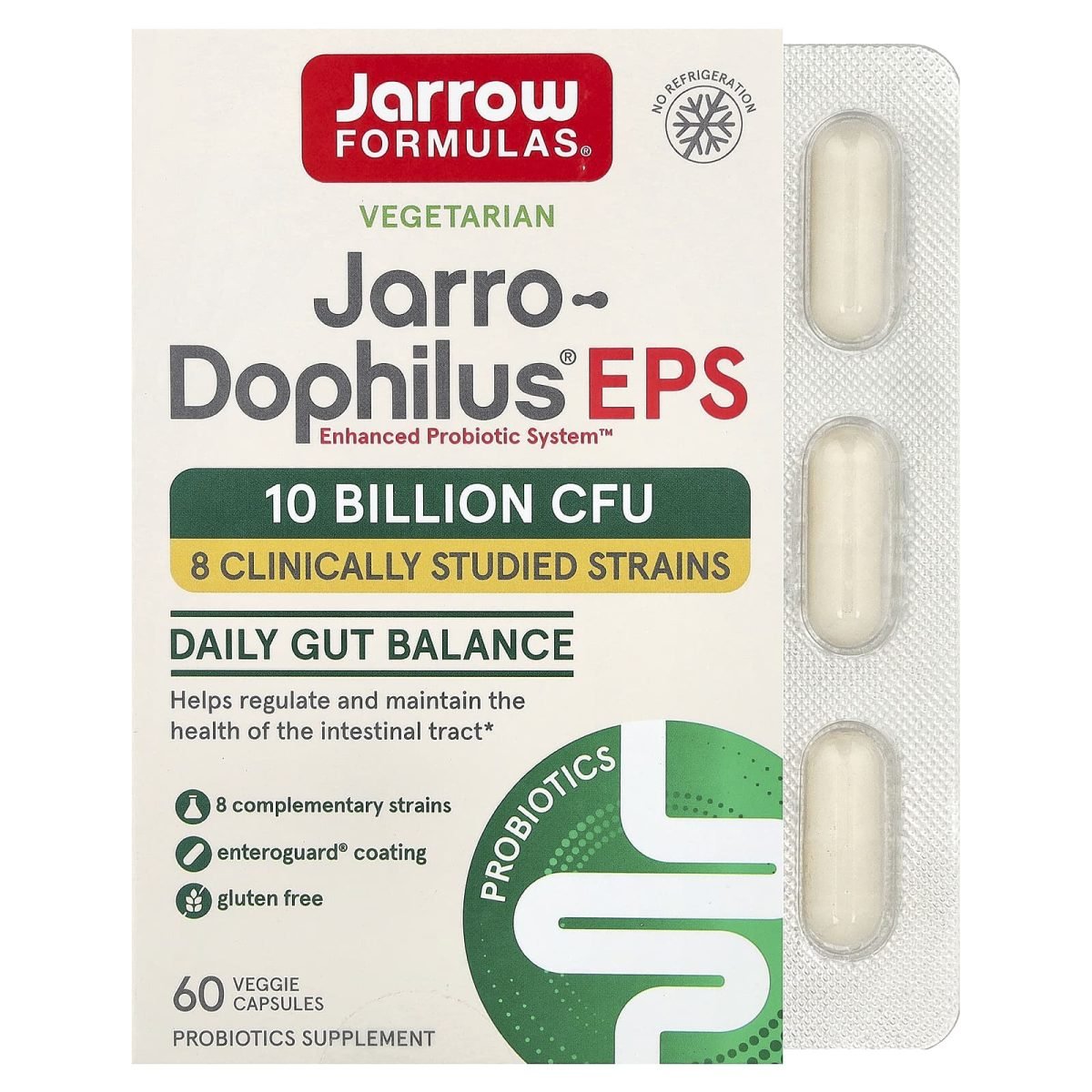 Jarrow Formulas, Jarro-Dophilus® EPS, 60 Cápsulas Vegetais (5 Bilhões de UFCs por Cápsula)