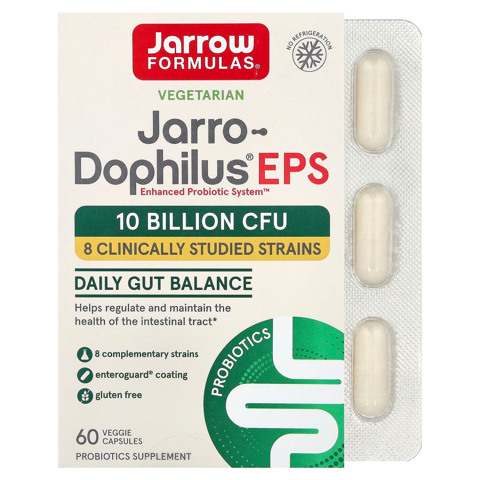 Jarrow Formulas, Jarro-Dophilus® EPS, 60 Cápsulas Vegetais (5 Bilhões de UFCs por Cápsula)