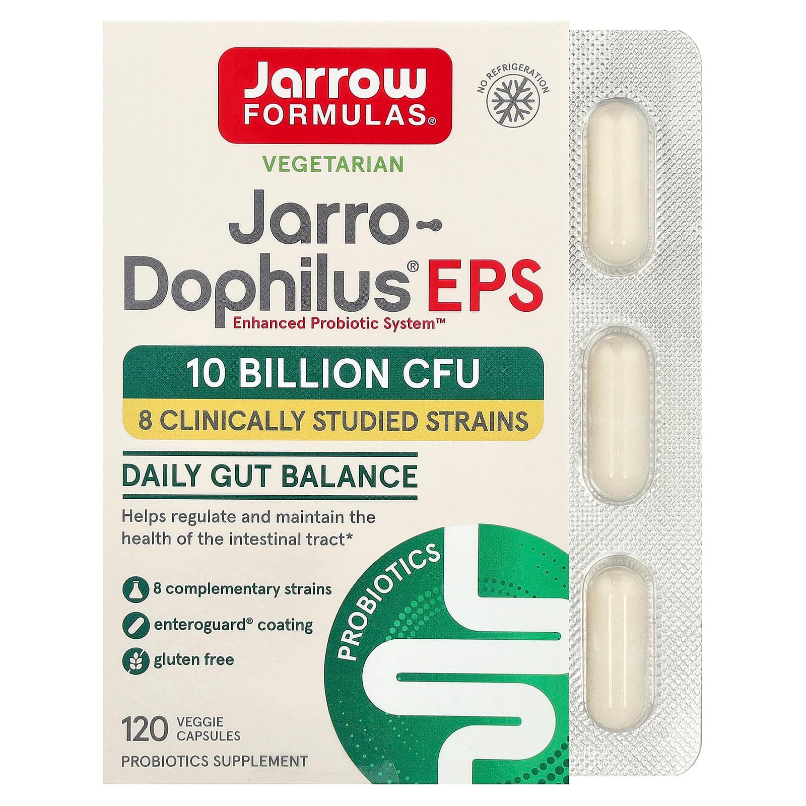 Jarrow Formulas, Jarro-Dophilus® EPS, 120 Cápsulas Vegetais (5 Bilhões de UFCs por Cápsula)