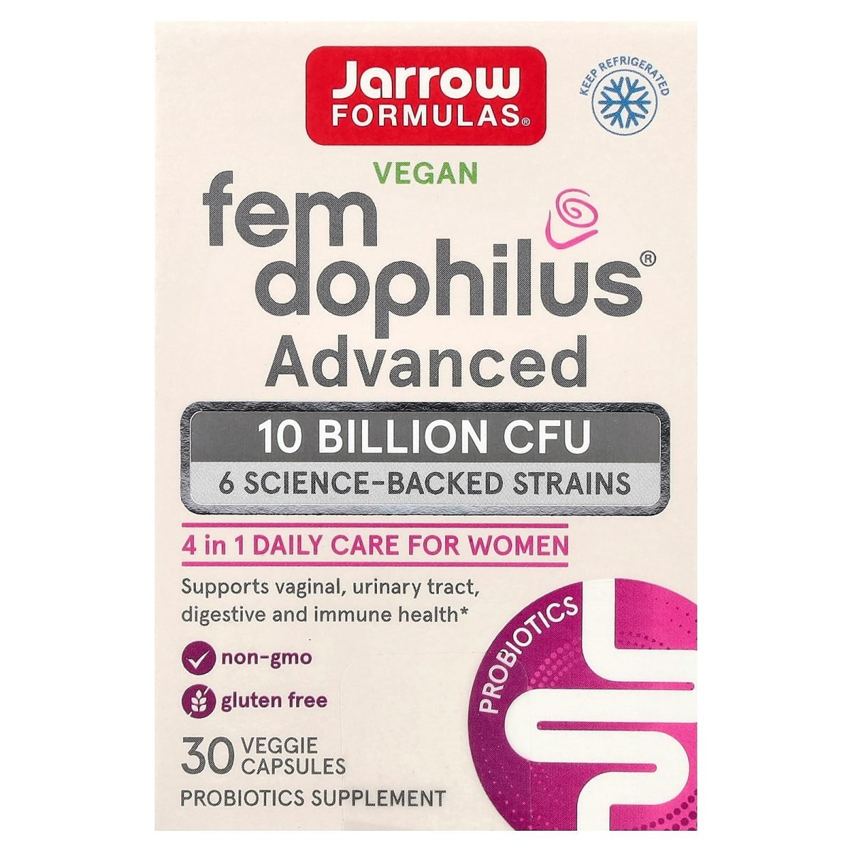 Jarrow Formulas, Fem Dophilus® Advanced, 30 Cápsulas Vegetais