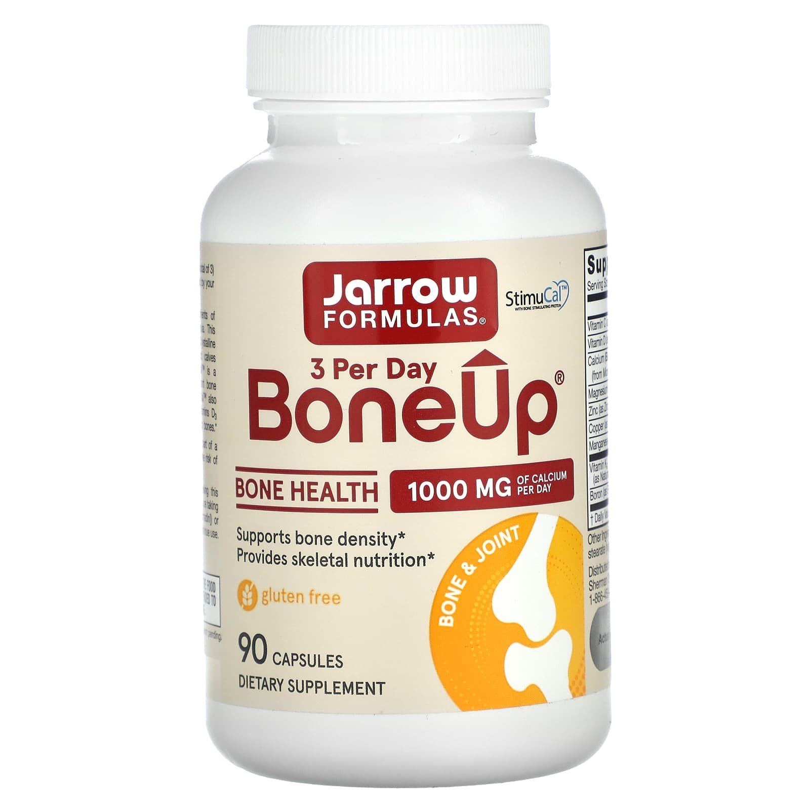Jarrow Formulas, BoneUp 3 por dia, 1.000 mg, 90 cápsulas