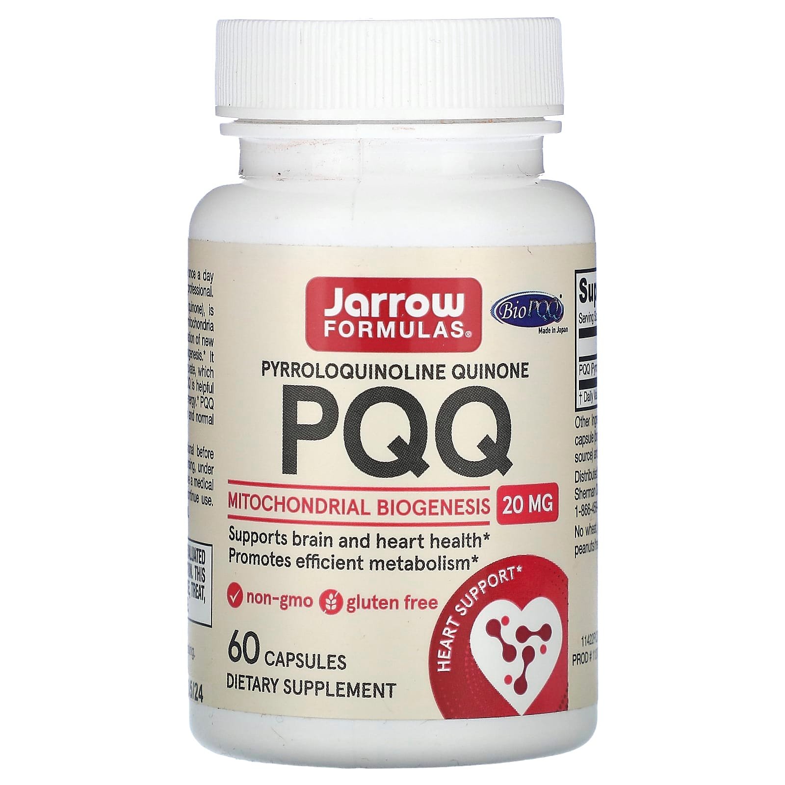 Jarrow Formulas, PQQ, 20 mg, 60 Cápsulas