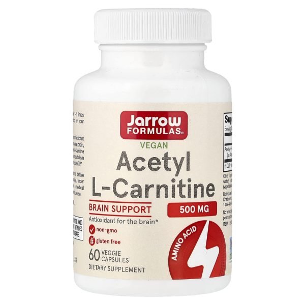 Jarrow Formulas, Acetil L-Carnitina, 500 mg, 60 Cápsulas Vegetais