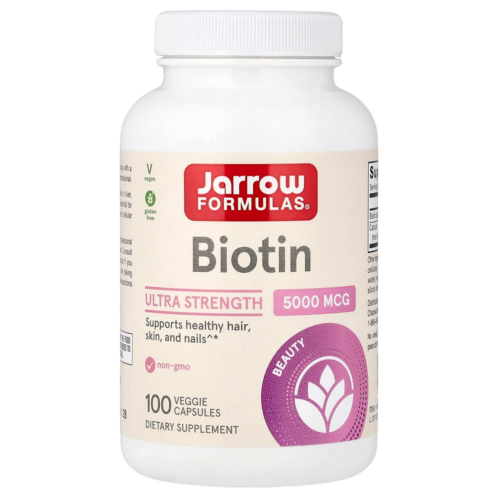 Jarrow Formulas, Biotina, 100 Cápsulas Vegetais