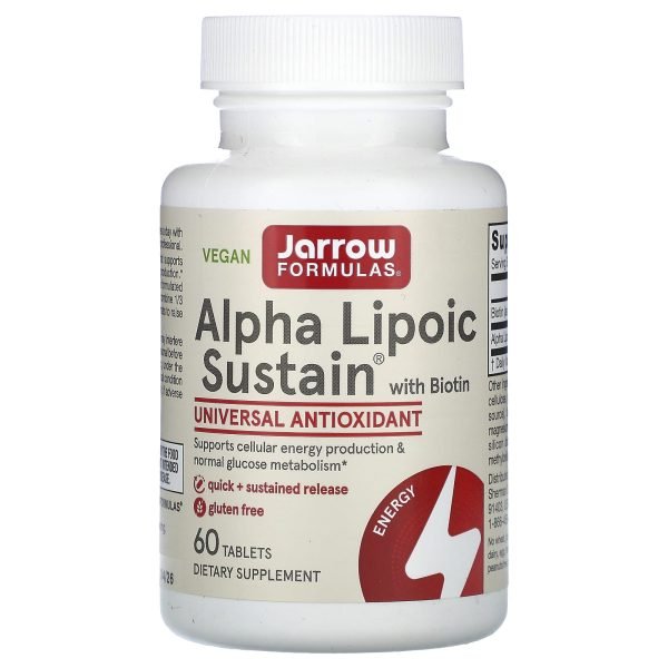 Jarrow Formulas, Alpha Lipoic Sustain® com Biotina, 60 Comprimidos