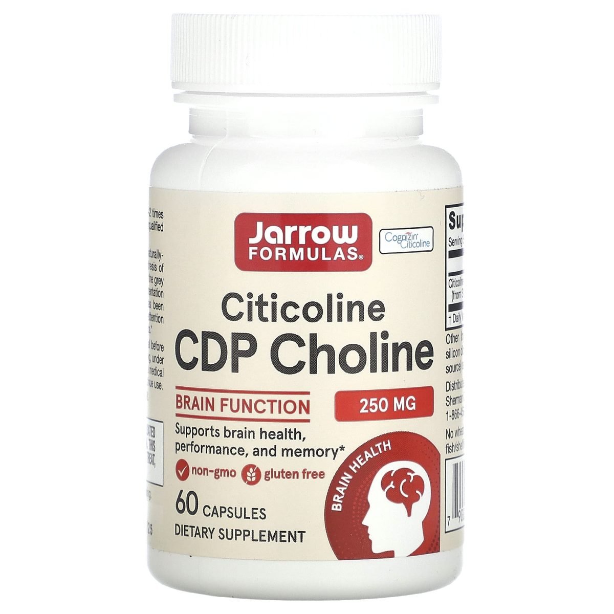 Jarrow Formulas, Citicolina, Colina CDP, 250 mg, 60 Cápsulas