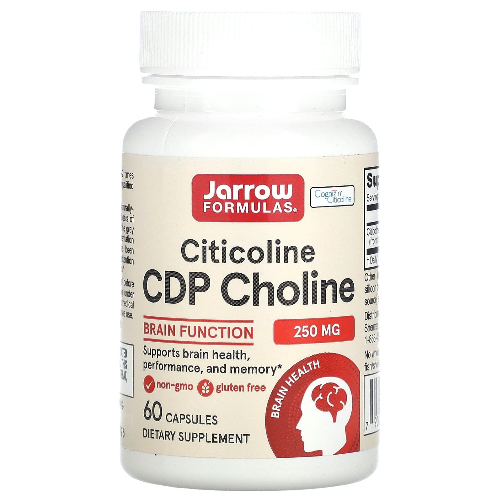 Jarrow Formulas, Citicolina, Colina CDP, 250 mg, 60 Cápsulas