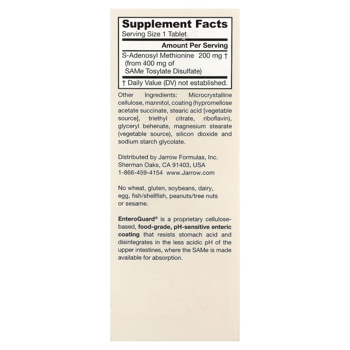 Jarrow Formulas, SAMe 200, 200 mg, 60 Comprimidos, foto 2