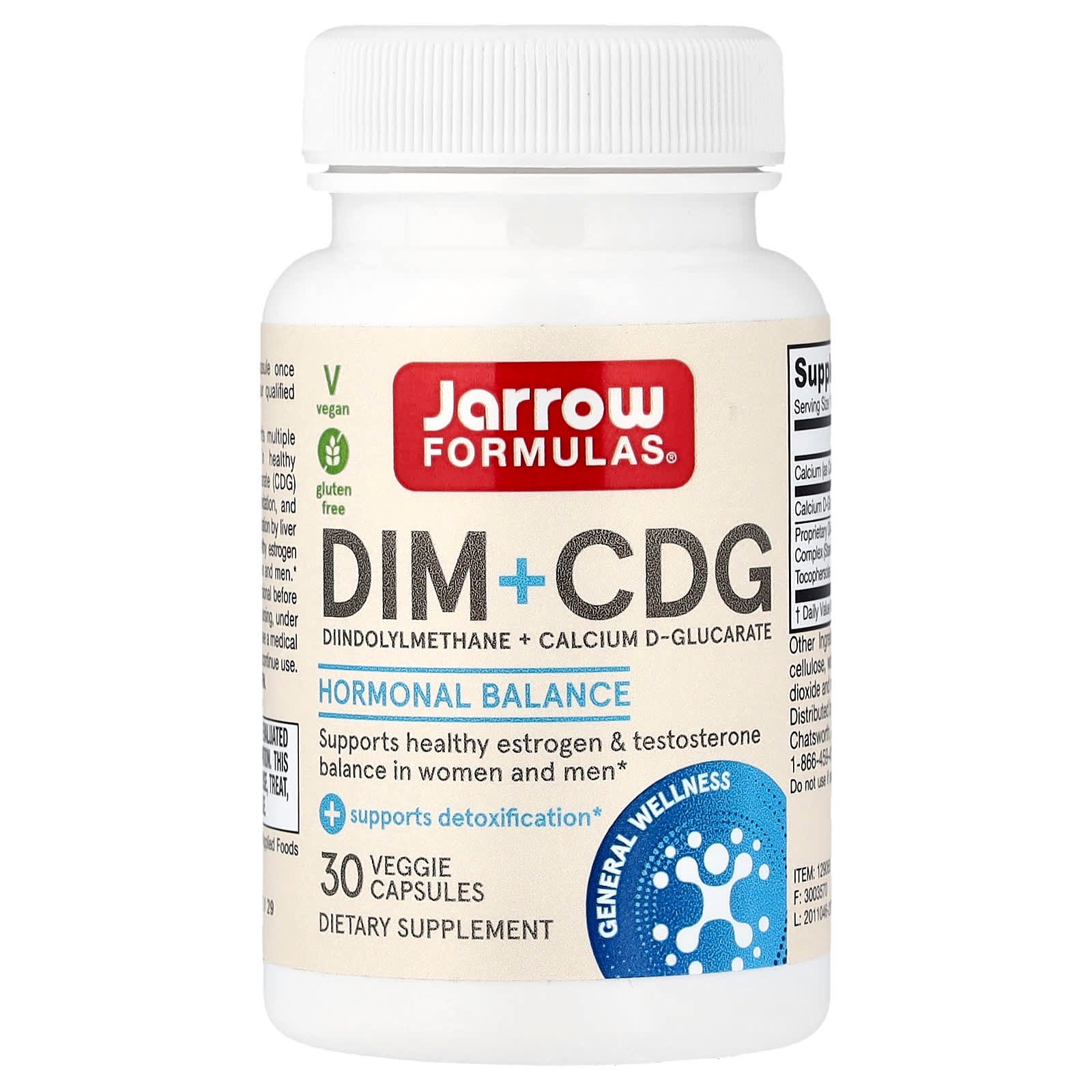 Jarrow Formulas, DIM + CDG, 30 Cápsulas Vegetais