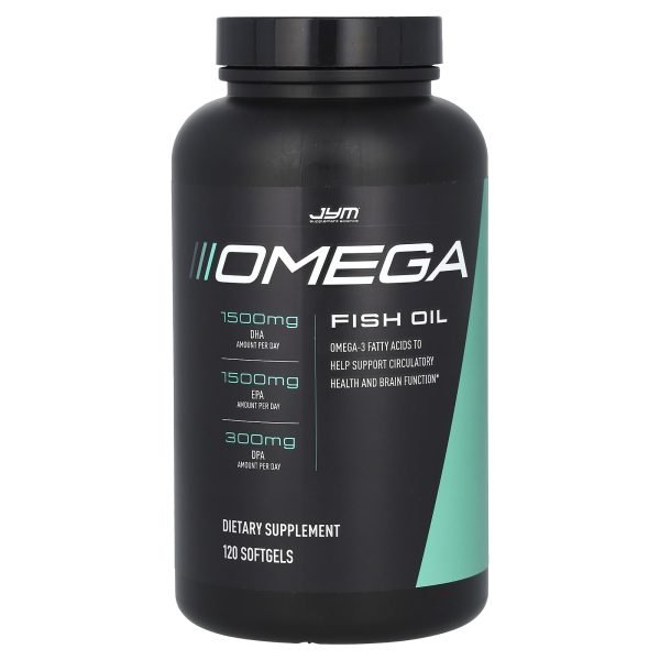 JYM Supplement Science, Óleo de Peixe Ômega, 120 mg, 1,300 Cápsulas Softgel (1.300 mg por Cápsula Softgel)