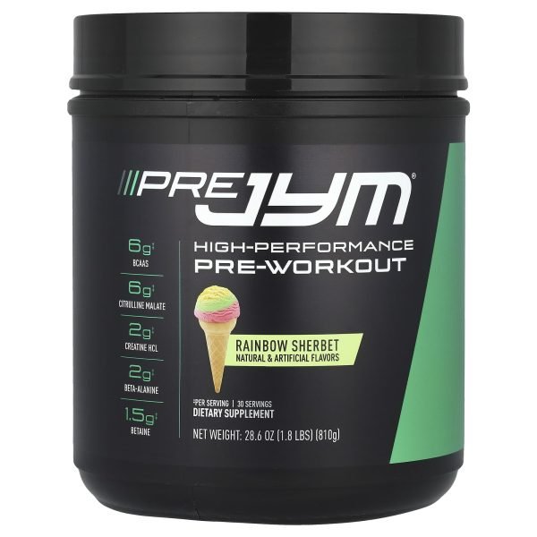 JYM Supplement Science, Pré JYM, Pré-treino de Alto Desempenho, Rainbow Sherbet, 810 g (1,8 lb)