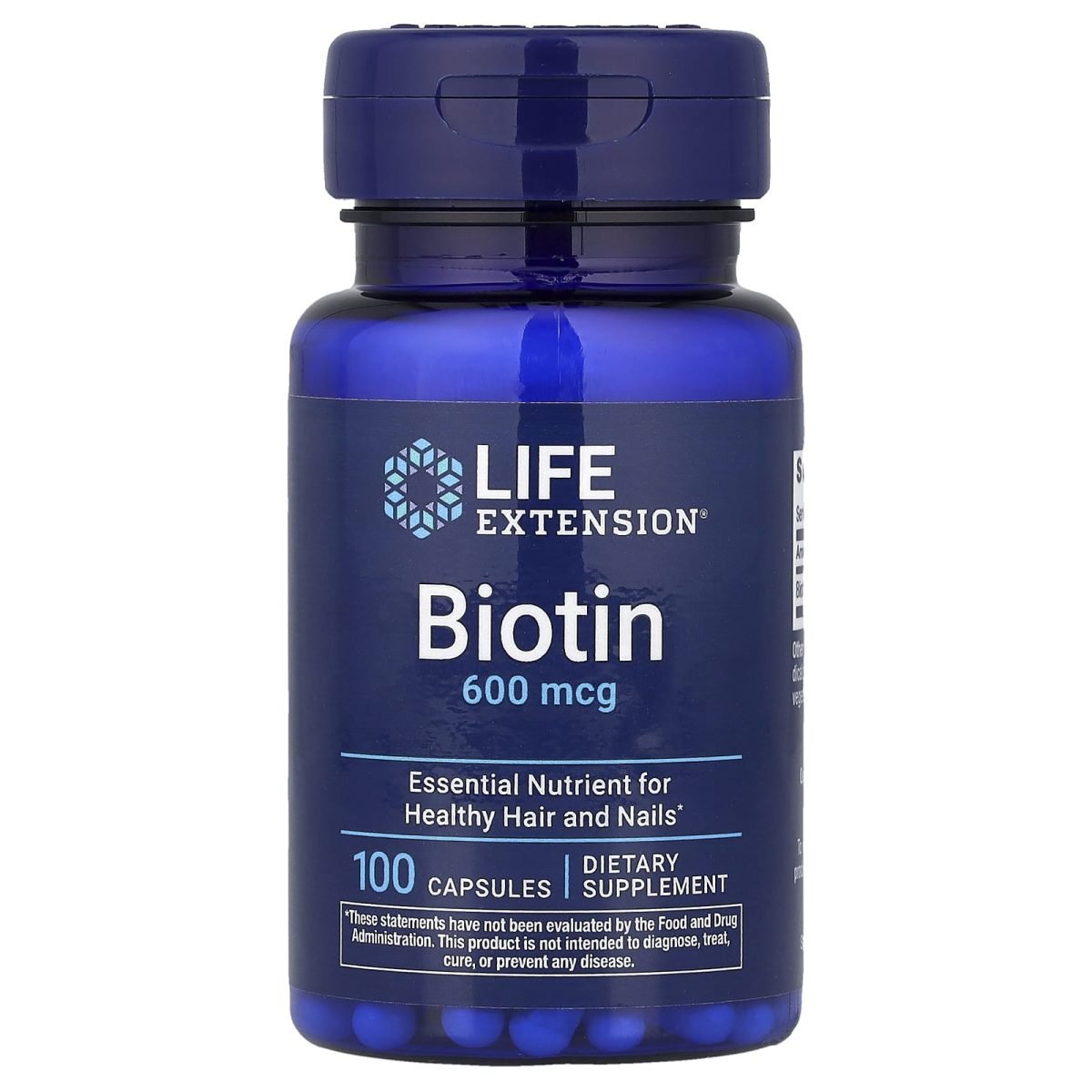 Life Extension, Biotina, 600 mcg, 100 cápsulas