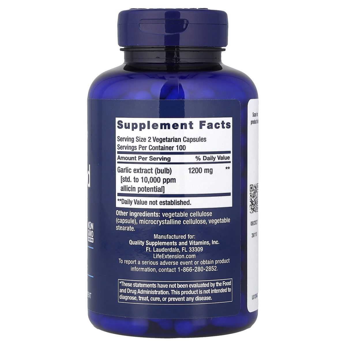 Life Extension, Alho Otimizado, 200 Cápsulas Vegetarianas (600 mg por Cápsula), foto 2