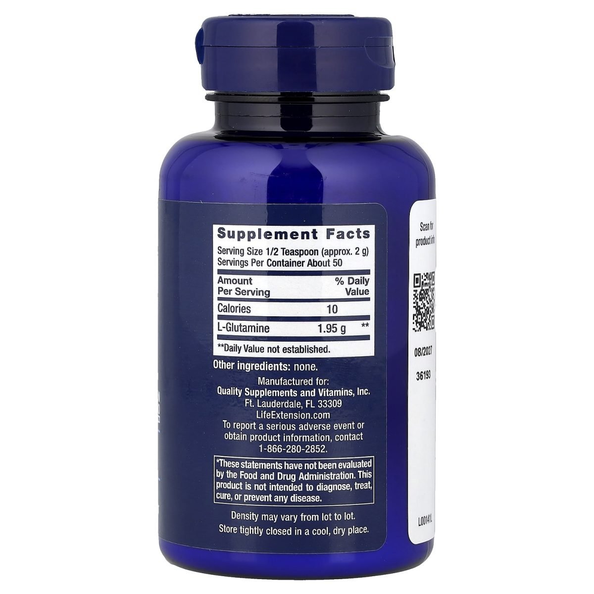Life Extension, L-Glutamina em Pó, 100 g (3,53 oz), foto 2