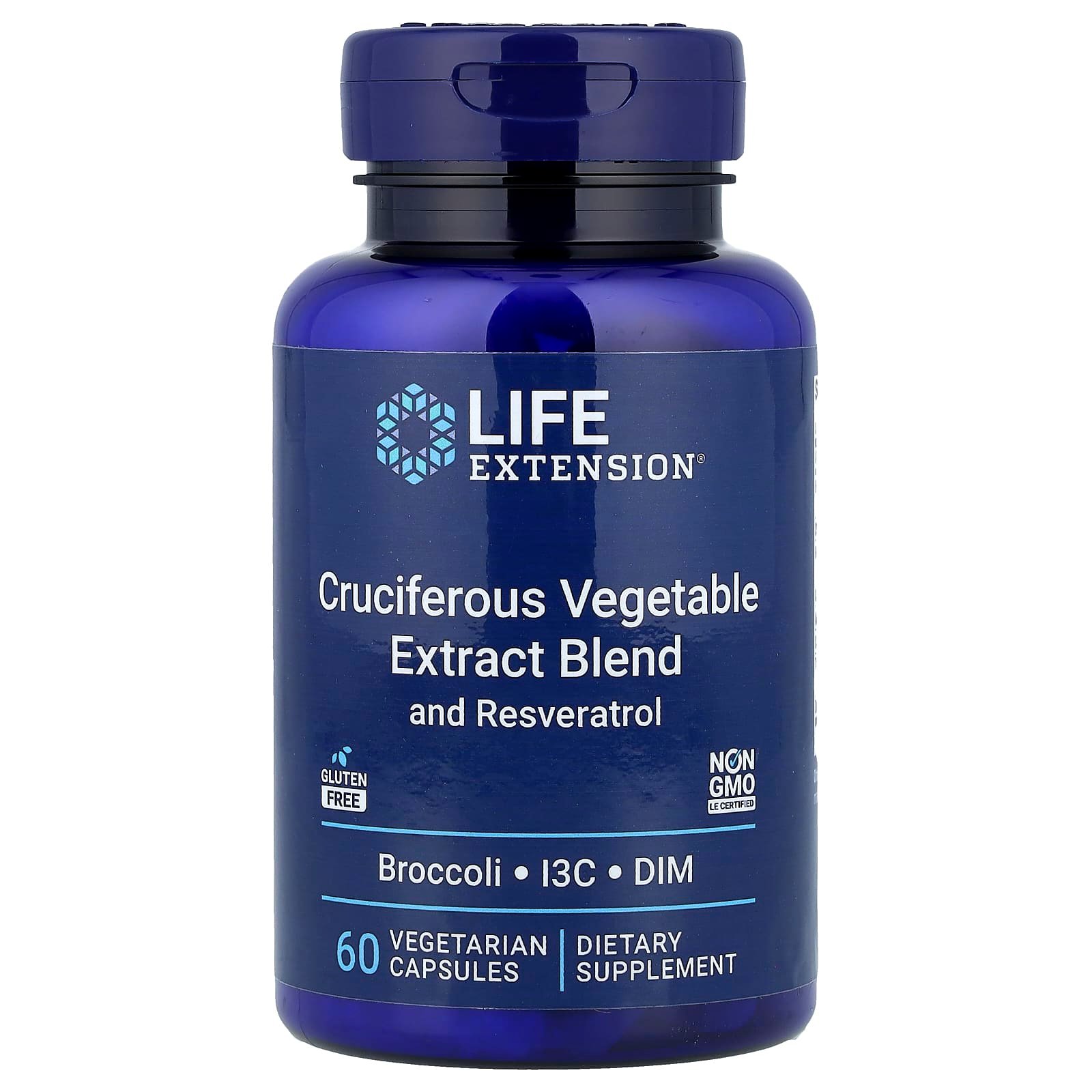 Life Extension, Mistura de Extrato de Vegetais Crucíferos com Resveratrol, 60 Cápsulas Vegetarianas