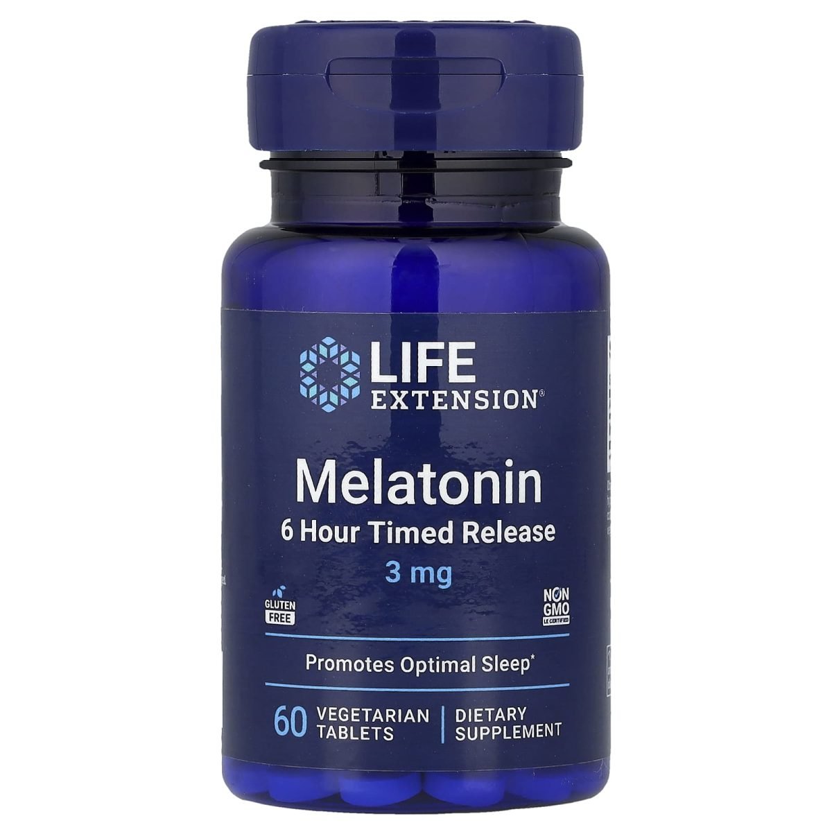 Life Extension, Melatonin, 6 Hour Timed Release, 3 mg, 60 Vegetarian Tablets