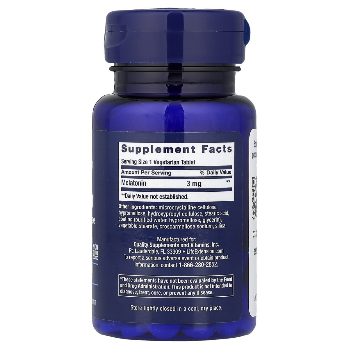 Life Extension, Melatonin, 6 Hour Timed Release, 3 mg, 60 Vegetarian Tablets, foto 2