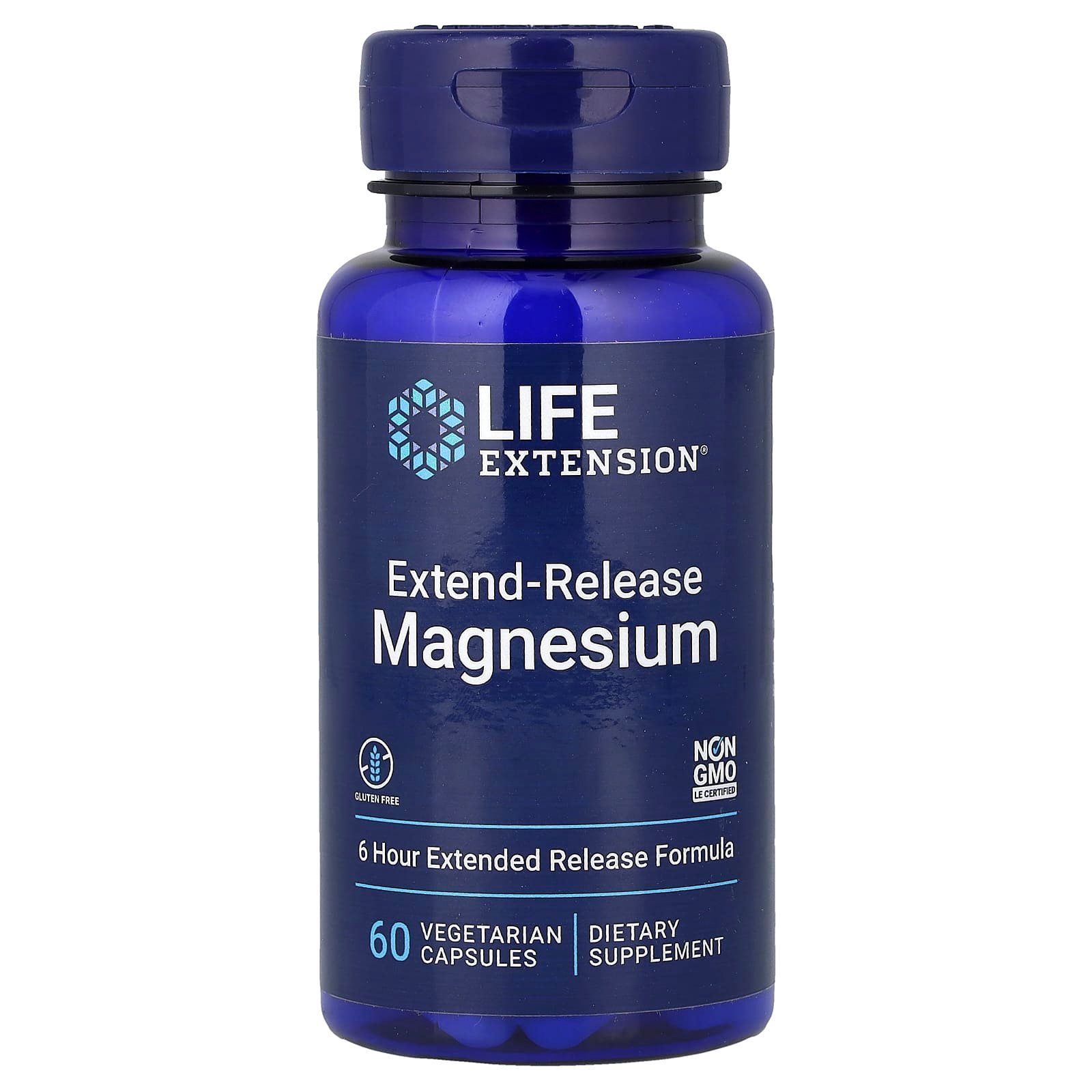 Life Extension, Magnésio, Liberação Prolongada, 60 Cápsulas Vegetarianas (250 mg por Cápsula)
