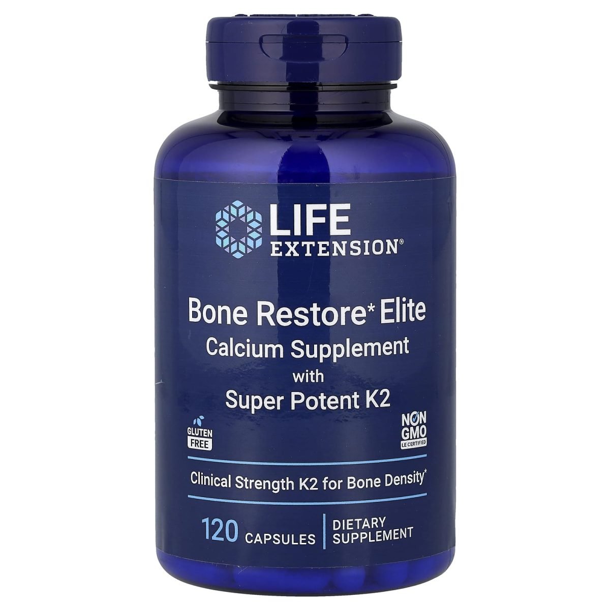 Life Extension, Bone Restore Elite, Calcium Supplement with Super Potent K2, 120 Capsules