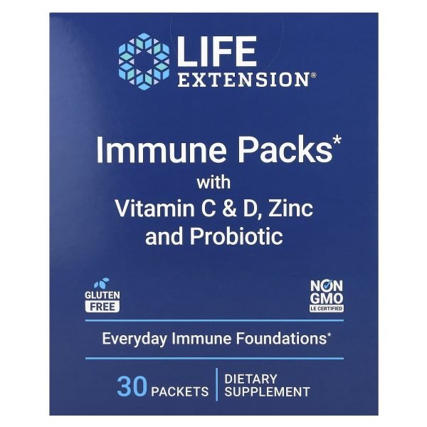 Life Extension, Immune Packs with Vitamin C & D, Zinc and Probiotic, 30 Packets