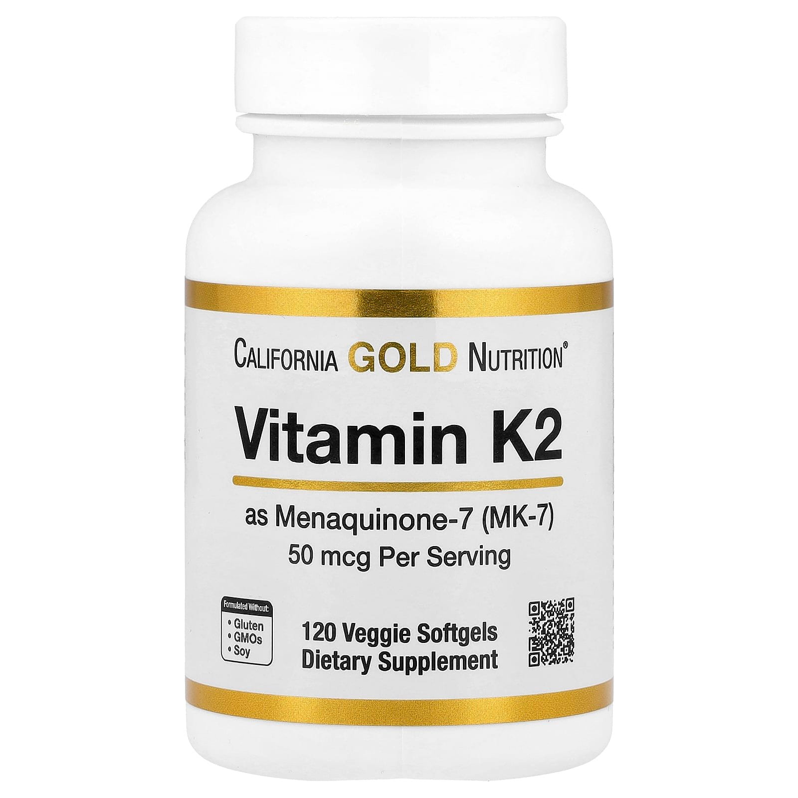 California Gold Nutrition, Vitamina K2 (como Menaquinona-7), 50 mcg, 120 Cápsulas Softgel Vegetais